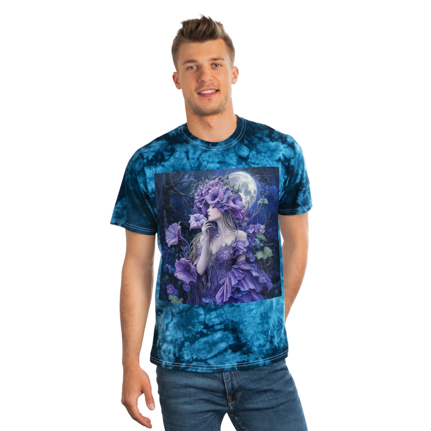 Lavender trumpet flower field fairy godess Tie-Dye Tee, Crystal