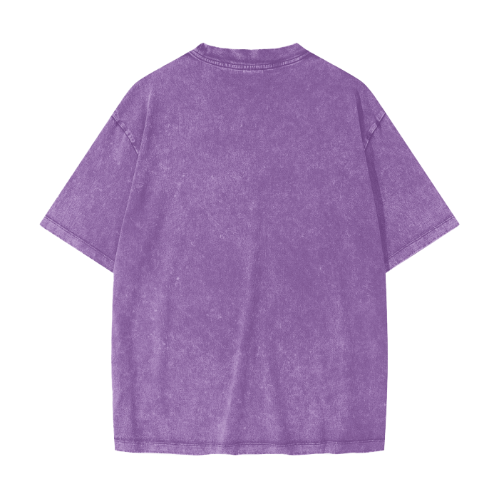 Purple Ultramarine Blue Shaman Woodland Enchanted Forest Deity Festival Psy Streetwear American Vintage Waxed Dyed Washed  Heavyweight 100% Cotton T-Shirt