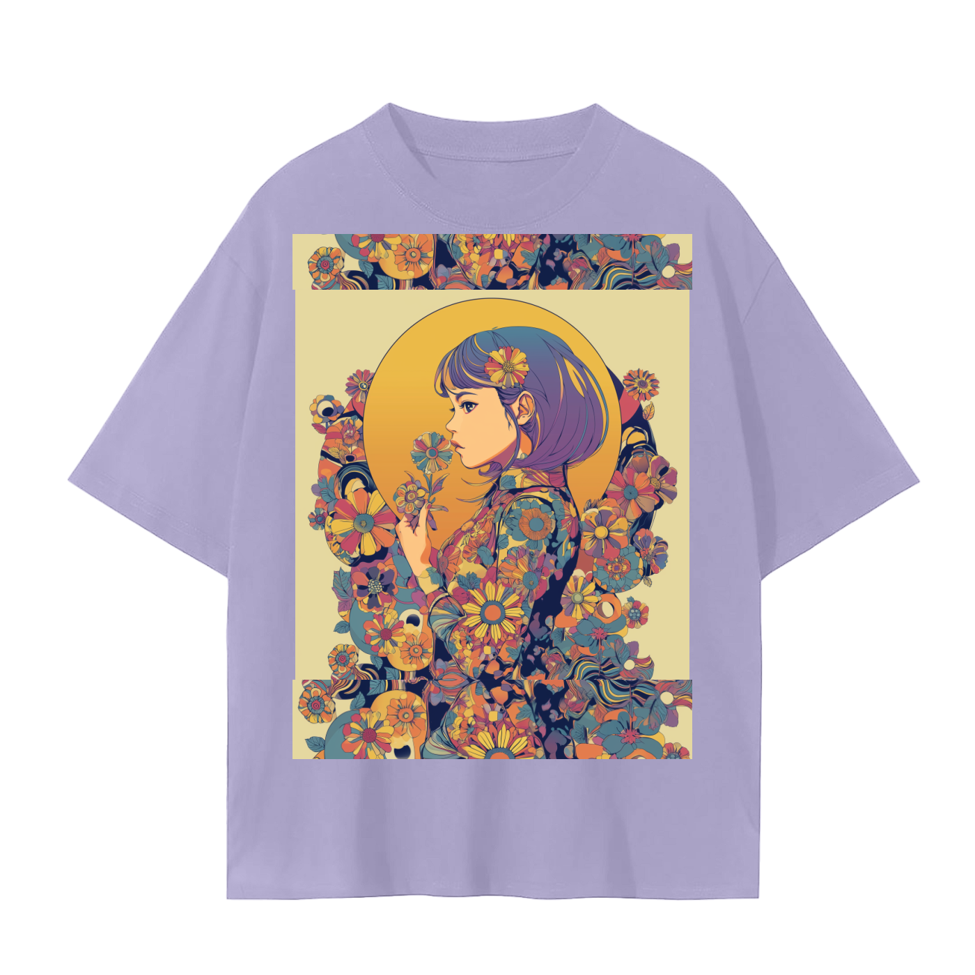 Retro Moon Boho Flapper Nouveau floral flower maiden Unisex Seamless T-Shirt