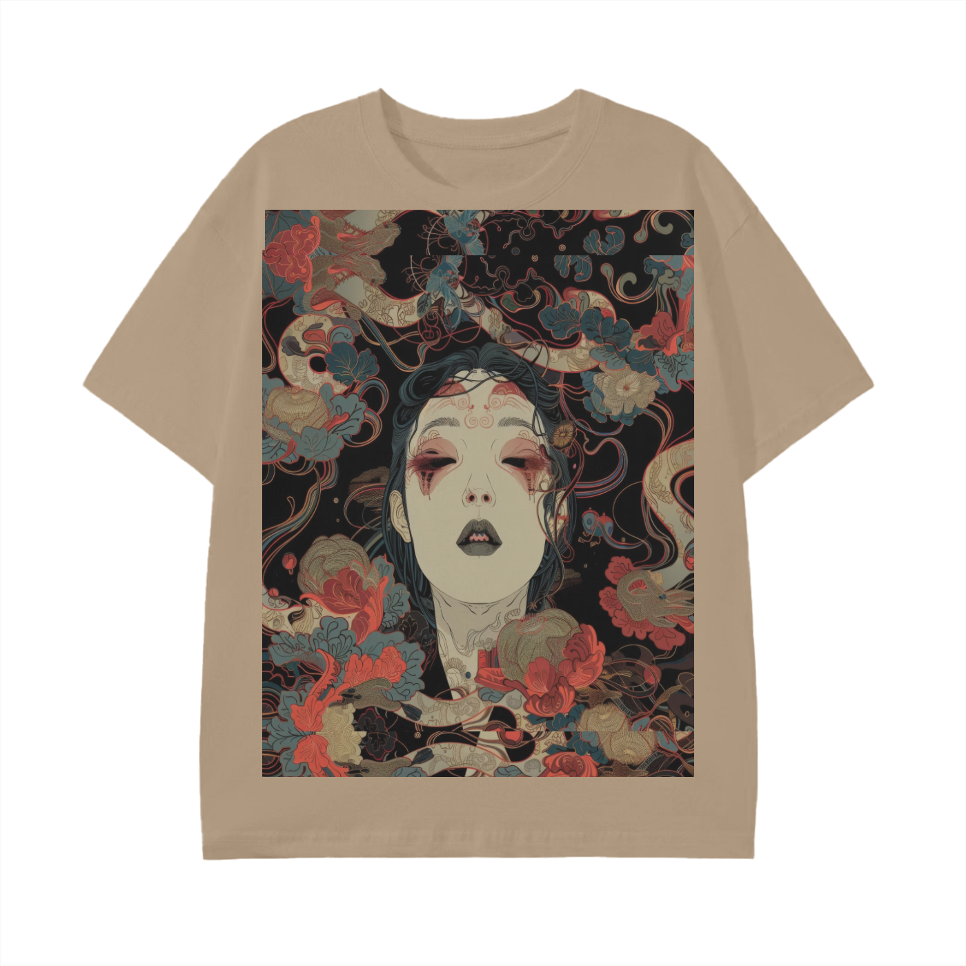 Avant Goth Rose Snake Lady Swirling Unisex Long print Unisex Graphic Classic T-Shirt