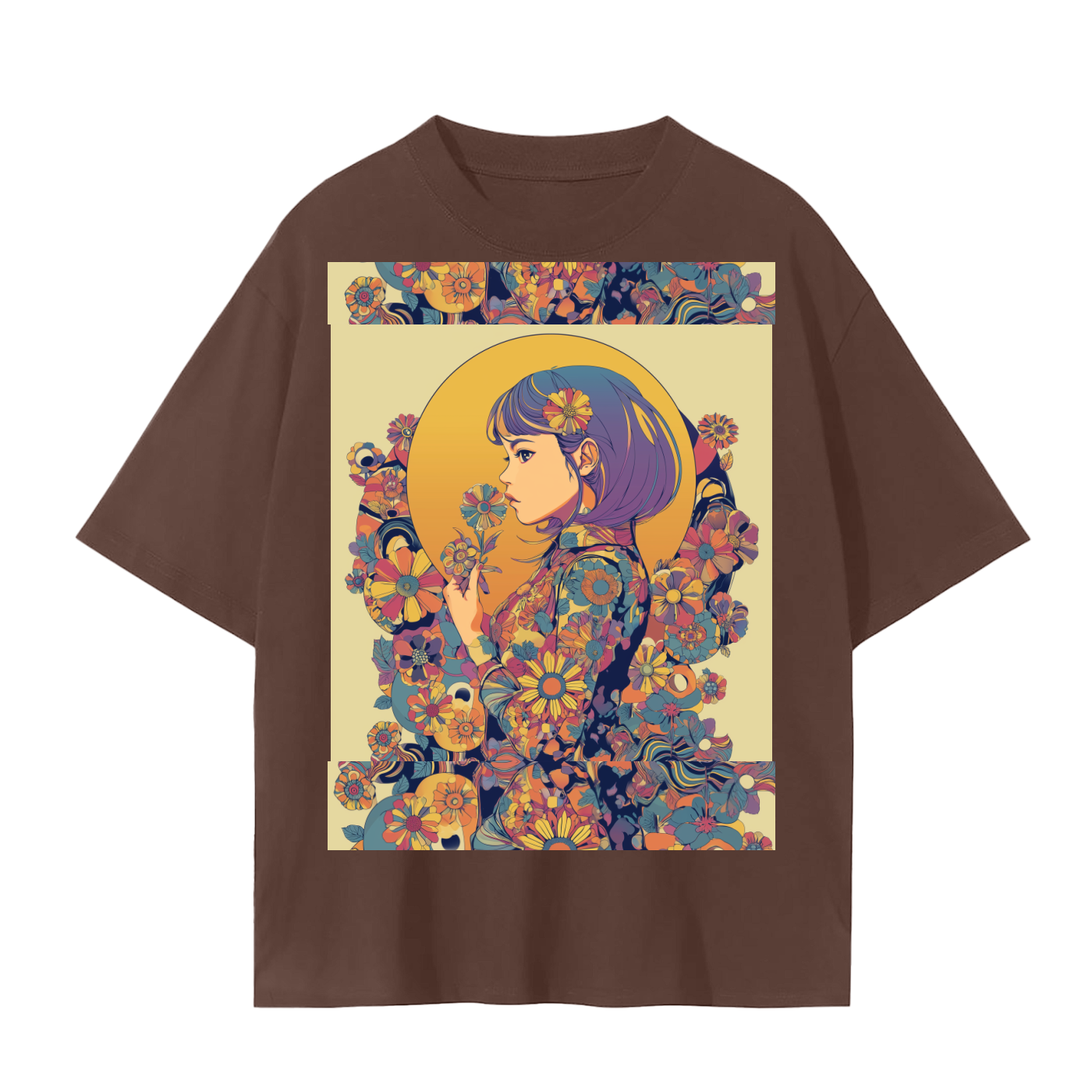 Retro Moon Boho Flapper Nouveau floral flower maiden Unisex Seamless T-Shirt