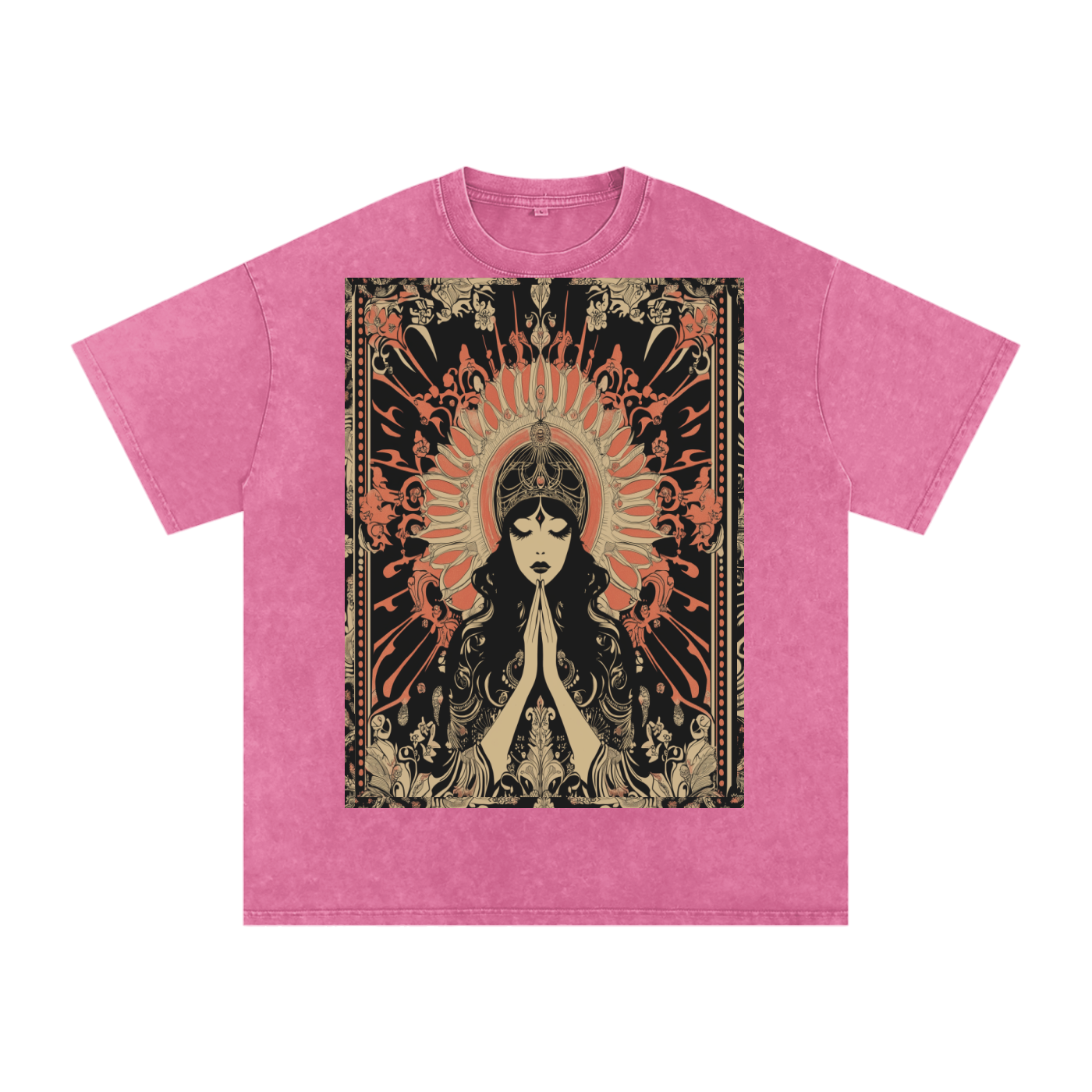 Retro mystic art nouveau Levant Boho prayer festival peace prayer goddess Snow Washed Oversized Cotton T-Shirt