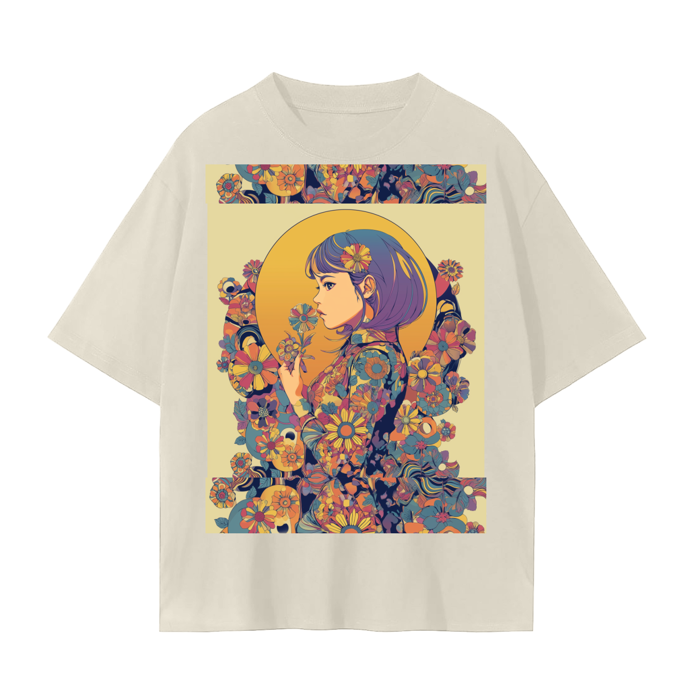 Retro Moon Boho Flapper Nouveau floral flower maiden Unisex Seamless T-Shirt