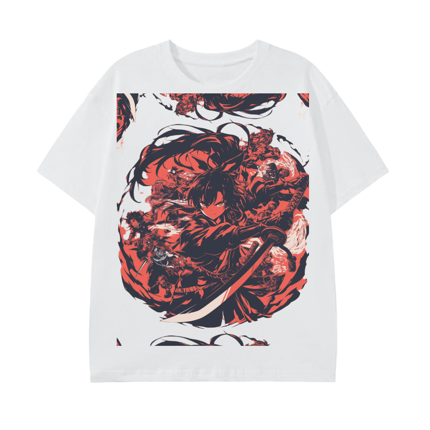 Red Sword Samurai Yokai Batte Smoke anime vision Slash Scene Graphic Shonen Unisex Classic T-Shirt - 180 GSM