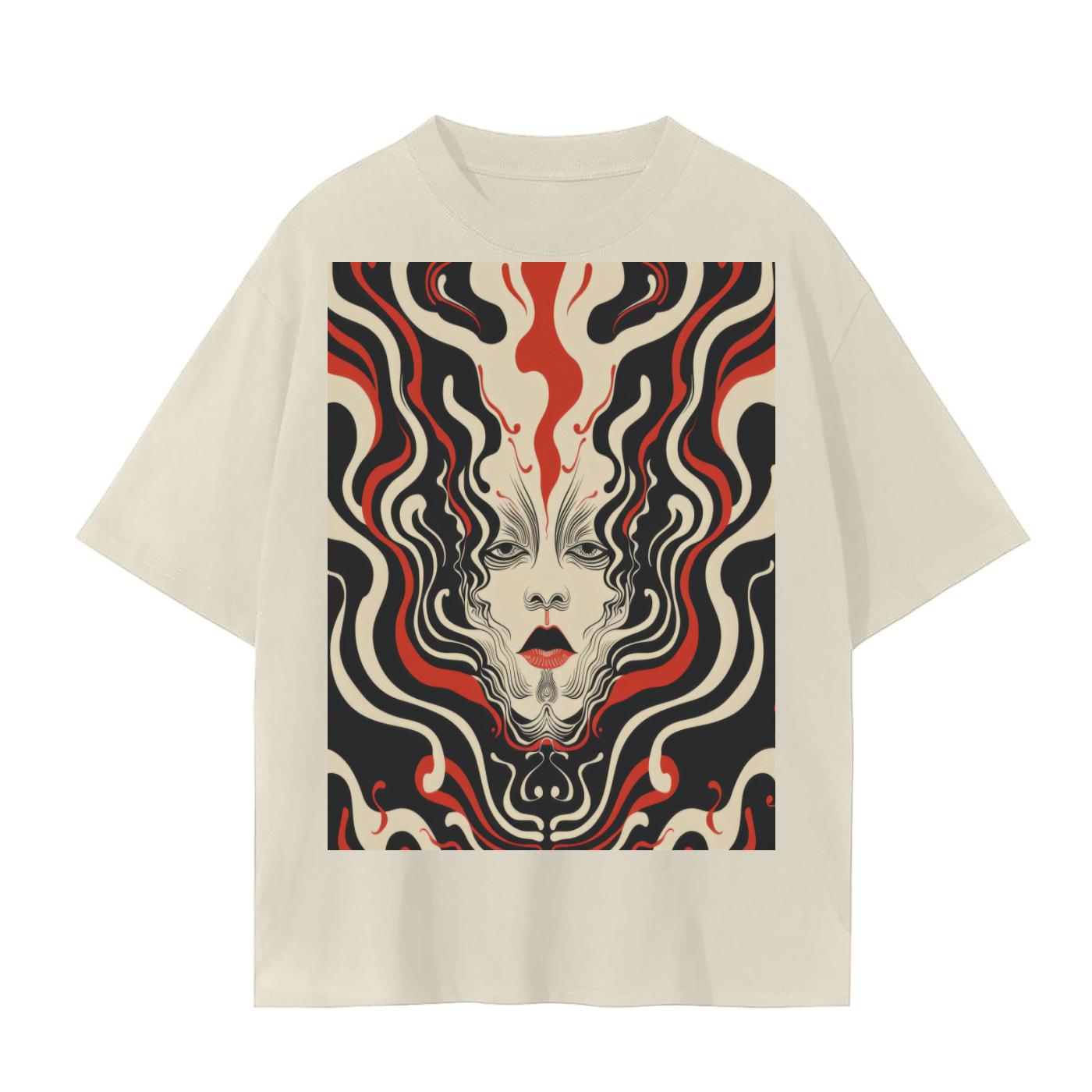 Psyche  Wave Art Nouveau Abstract Ilusion Mirror Mirage Face Unisex graphic abstract Tee Unisex Seamless T-ShirtUnisex Seamless T-Shirt