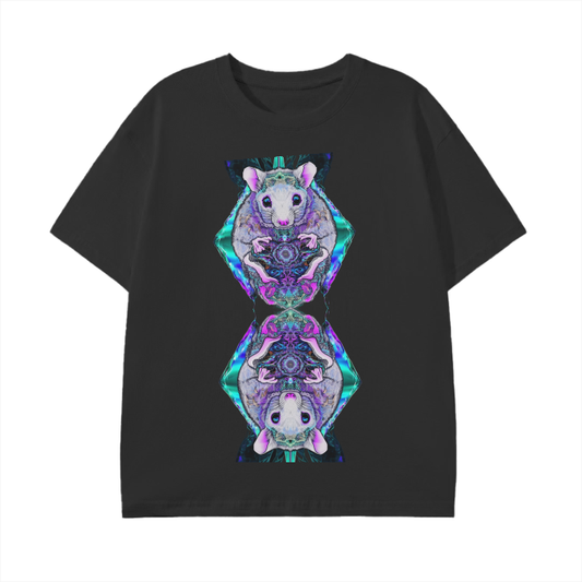 Neon Opossum Reflection Aura field UV Festival Purple Teal Light Drop Grunge Top Basic T-Shirt - 180 GSM Cotton Unisex