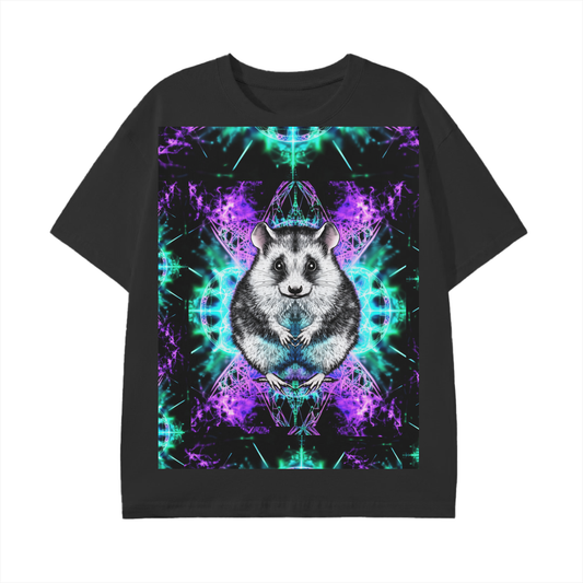 Purple Teal Opossum Fractal Reflection Mirrored Long Print Graphic Festival Unisex Tee Classic T-Shirt