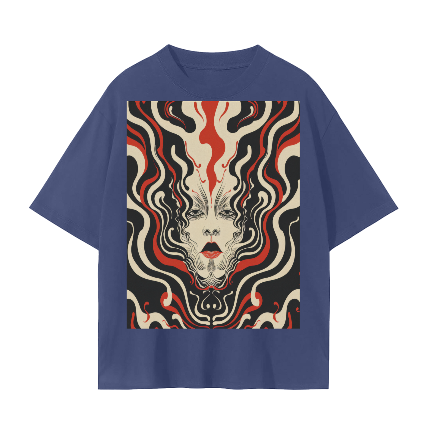 Psyche  Wave Art Nouveau Abstract Ilusion Mirror Mirage Face Unisex graphic abstract Tee Unisex Seamless T-ShirtUnisex Seamless T-Shirt