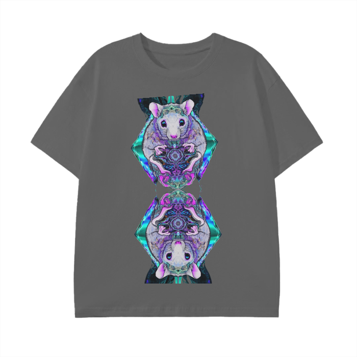 Neon Opossum Reflection Aura field UV Festival Purple Teal Light Drop Grunge Top Basic T-Shirt - 180 GSM Cotton Unisex