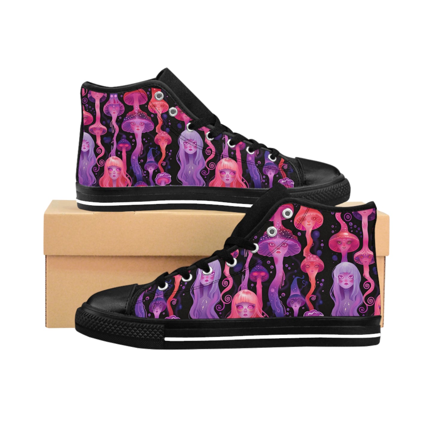 UV Anime Jellyfish Neon Purple Pink Lilac Pastel Floating Flowy Goddess Spirit Men's Classic Sneakers