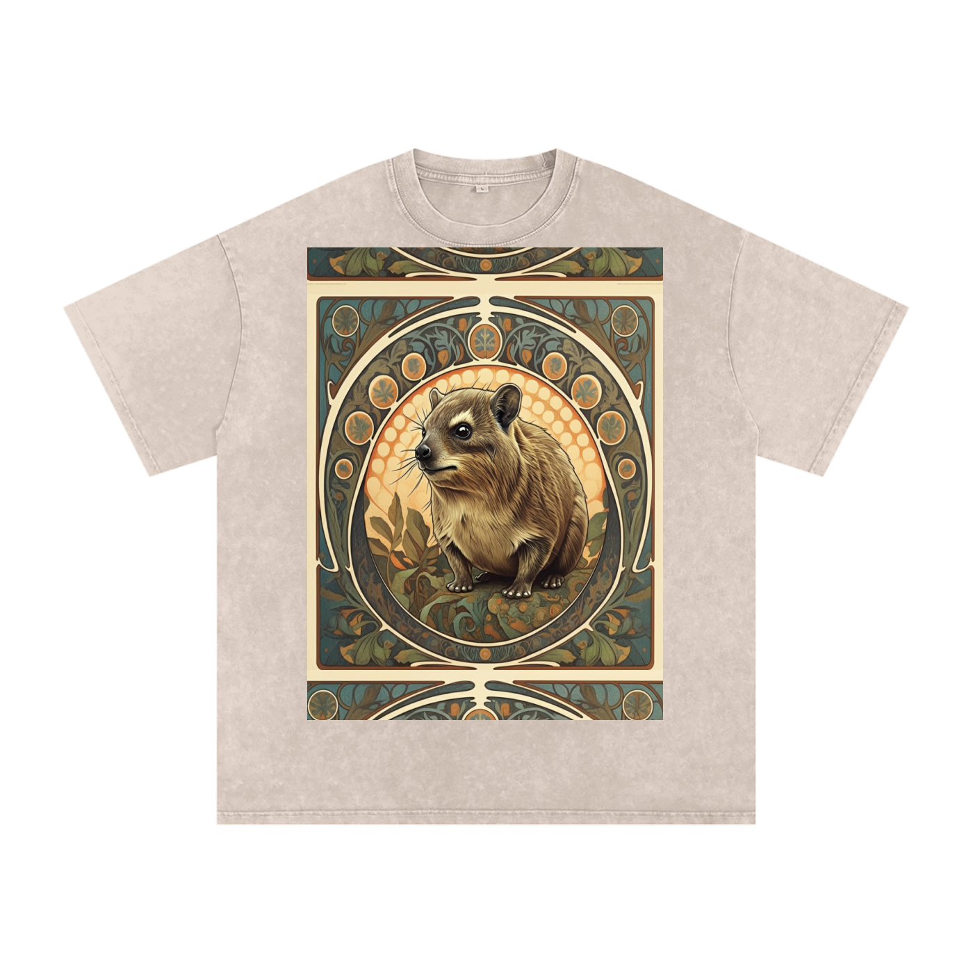 Avant Hyrax of the Western Noveau Gaelic Bordered Rock Unisex t-shirt Snow Washed Oversized Cotton T-Shirt