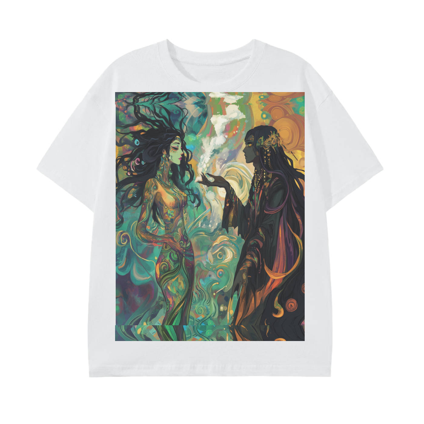 Green Atlantean Akashic Goddess Meets Shaman Realm Wizard Psychedelic Festival EDM Graphic Unisex Classic T-Shirt