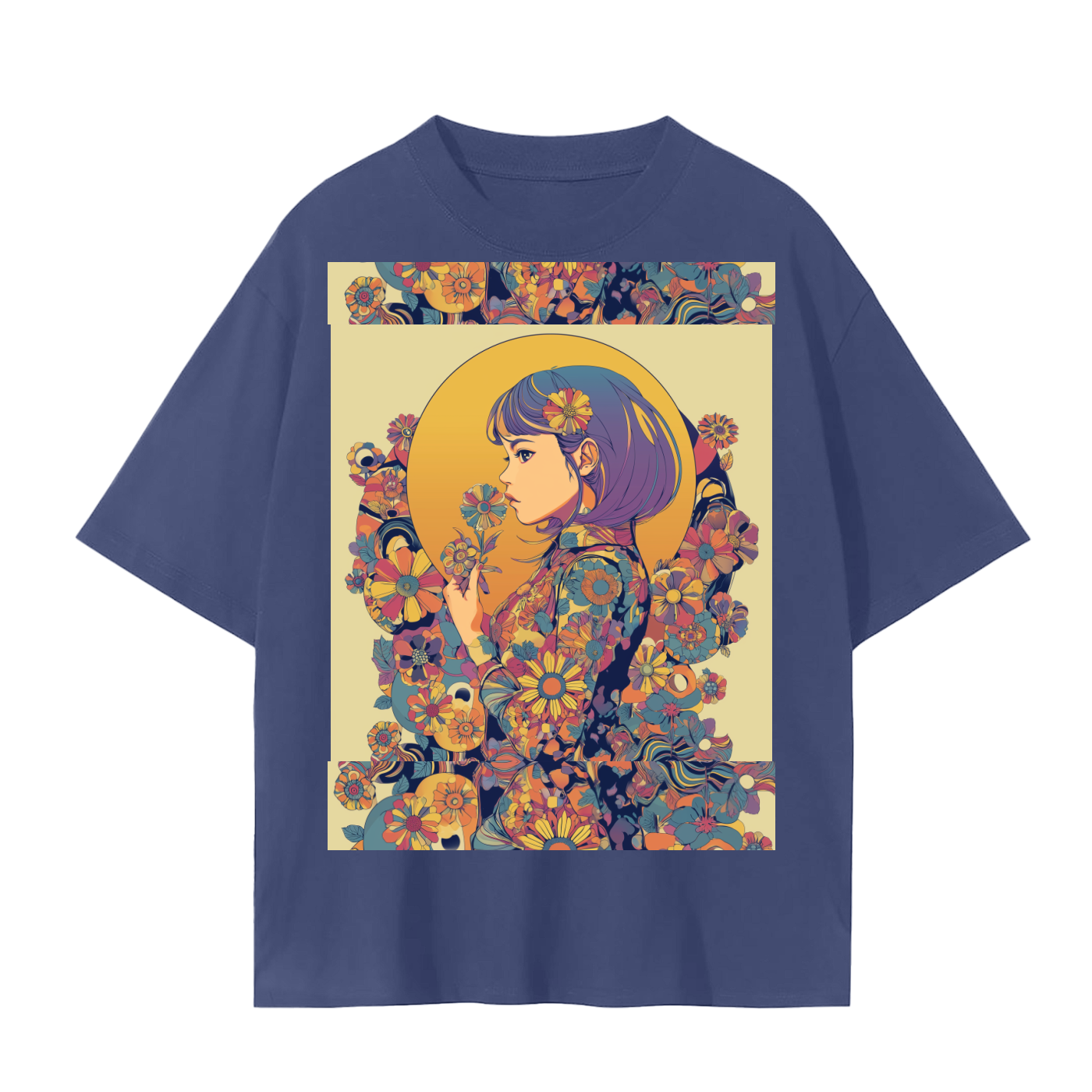 Retro Moon Boho Flapper Nouveau floral flower maiden Unisex Seamless T-Shirt