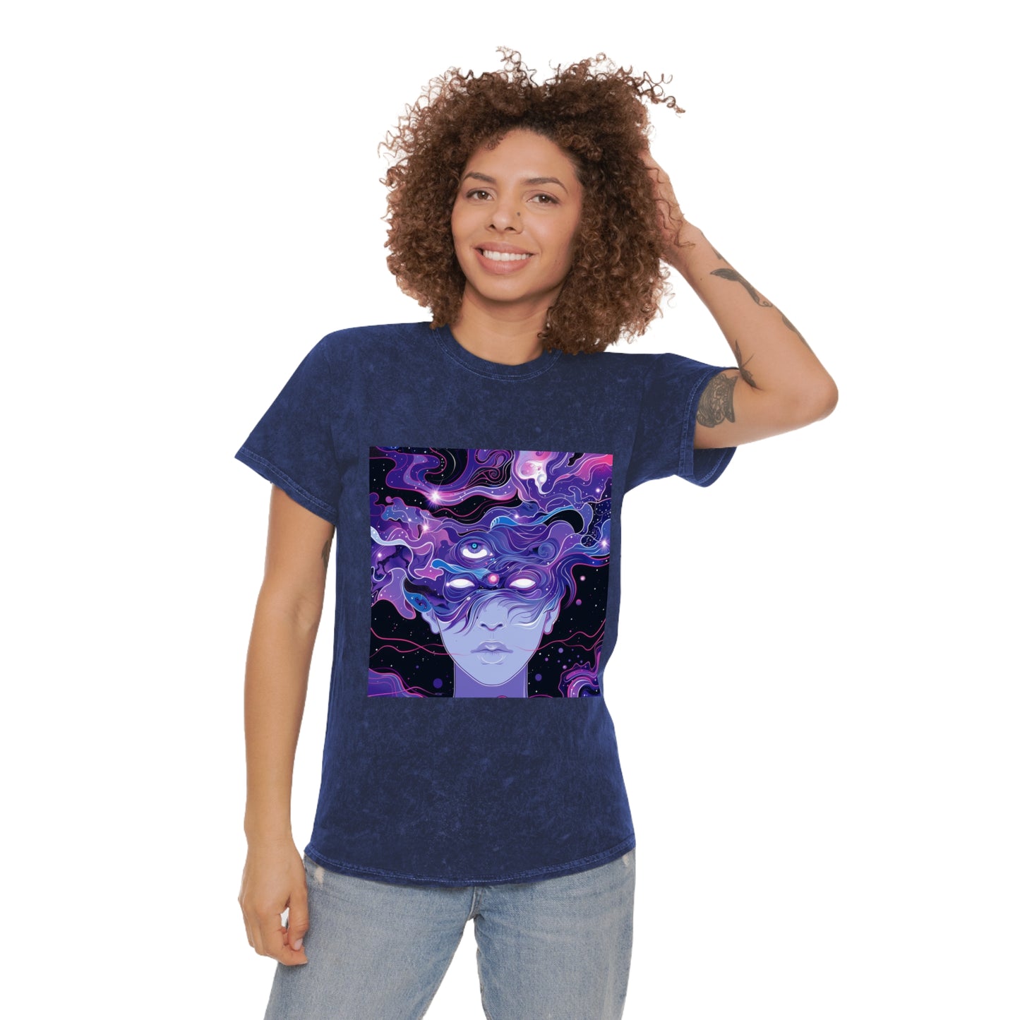 Purple Space Milky Way Galaxy Unisex Mineral Wash T-Shirt