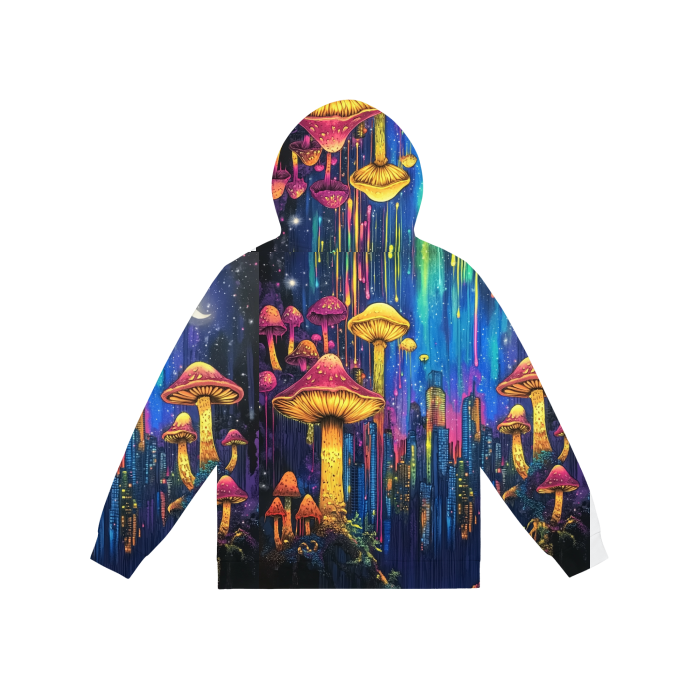 Color Streak Psychedelic Auric Mushroom Night City Festival EDM Psy All-Over Print Women's No Pocket Zip Hoodie