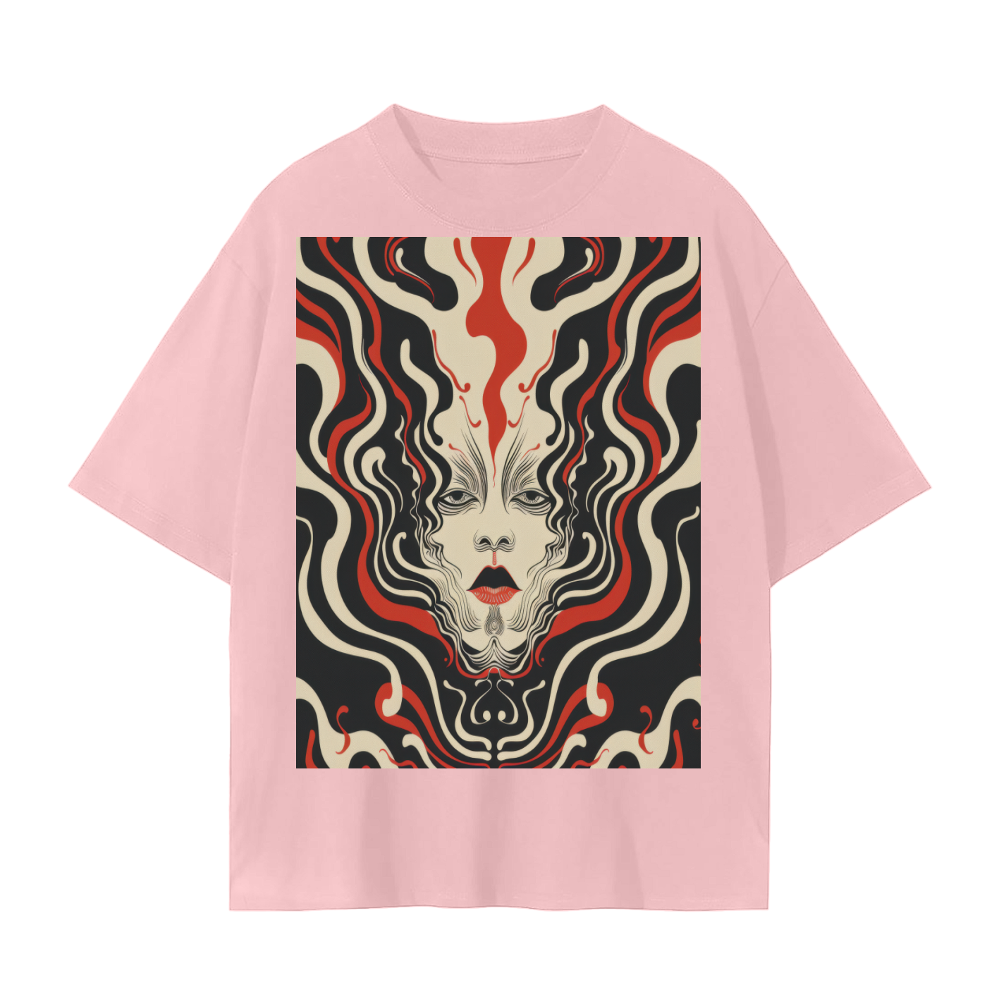 Psyche  Wave Art Nouveau Abstract Ilusion Mirror Mirage Face Unisex graphic abstract Tee Unisex Seamless T-ShirtUnisex Seamless T-Shirt