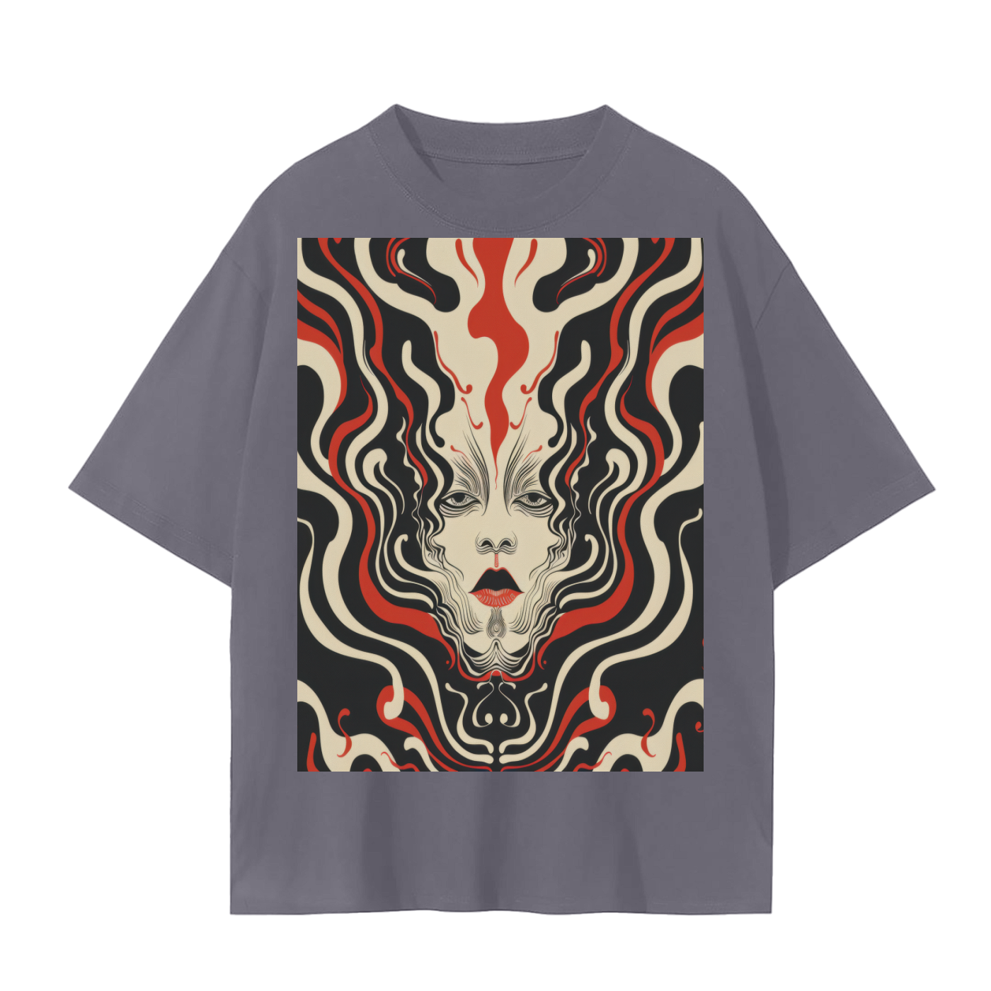 Psyche  Wave Art Nouveau Abstract Ilusion Mirror Mirage Face Unisex graphic abstract Tee Unisex Seamless T-ShirtUnisex Seamless T-Shirt