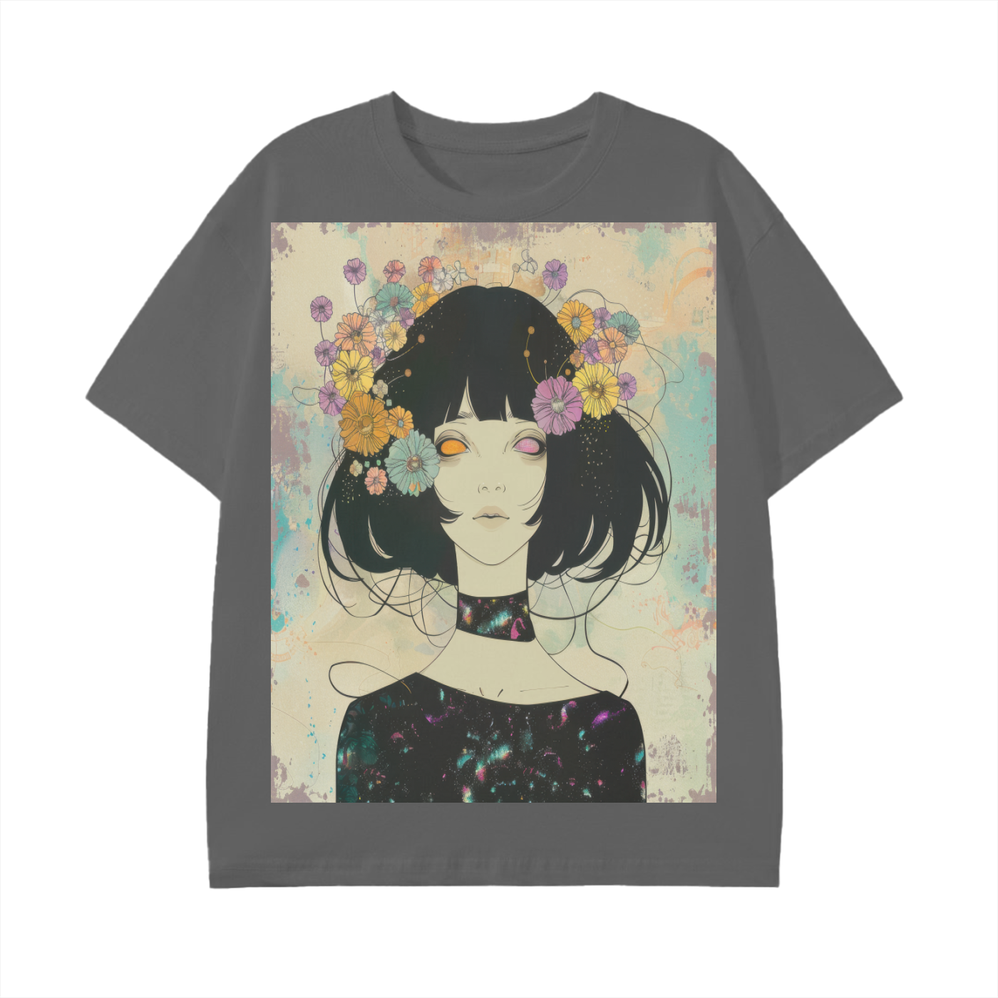 Punk Girl Flower Headdress Sepia Art Nouveau Unisex Tee-Unisex Classic T-Shirt - 180 GSM
