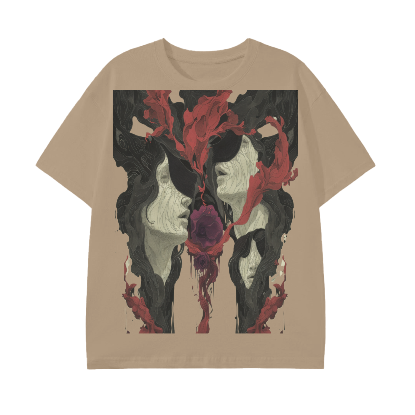 Smoke Drip Face Floral Avant Rock Album Coveresque Art Unisex Tee Unisex Classic T-Shirt -
