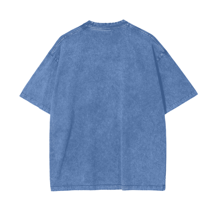Rustic Kraken Vs Sea Lion Ocean Waves Acid Wash Oversize T-Shirt - 250 GSM
