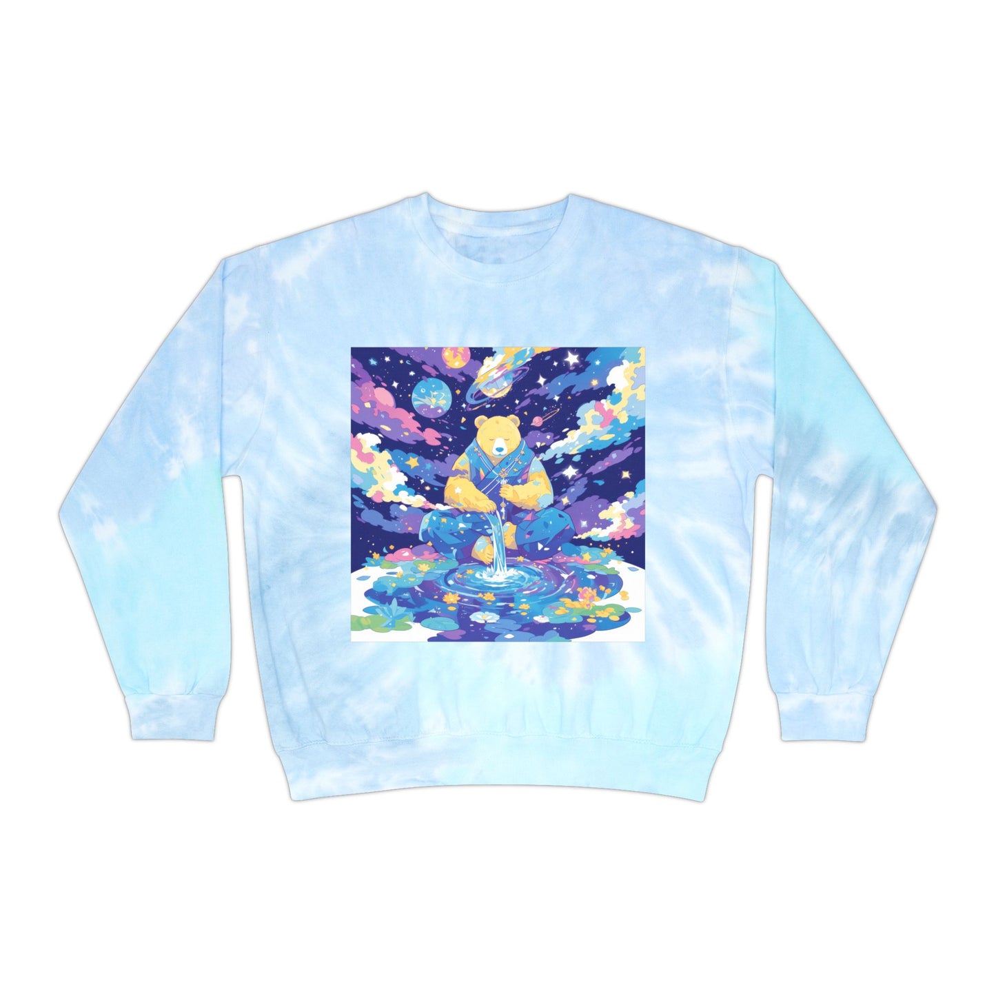 Psychedelic Bear Grateful Pond Drip Unisex Tie-Dye Sweatshirt