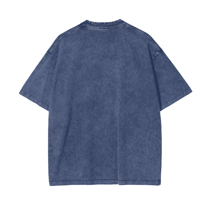 Rustic Kraken Vs Sea Lion Ocean Waves Acid Wash Oversize T-Shirt - 250 GSM