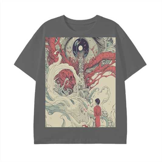 Eyeball Anime Yokai Battle with Man in the Sky Scene Edo Japan Psychedelic Graphic Classic T-Shirt