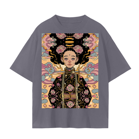 Afro-Japan Floral Anime cherry blossom Paste Marble Kimono Floral Unisex Tee – Cotton Unisex Soft T-Shirt