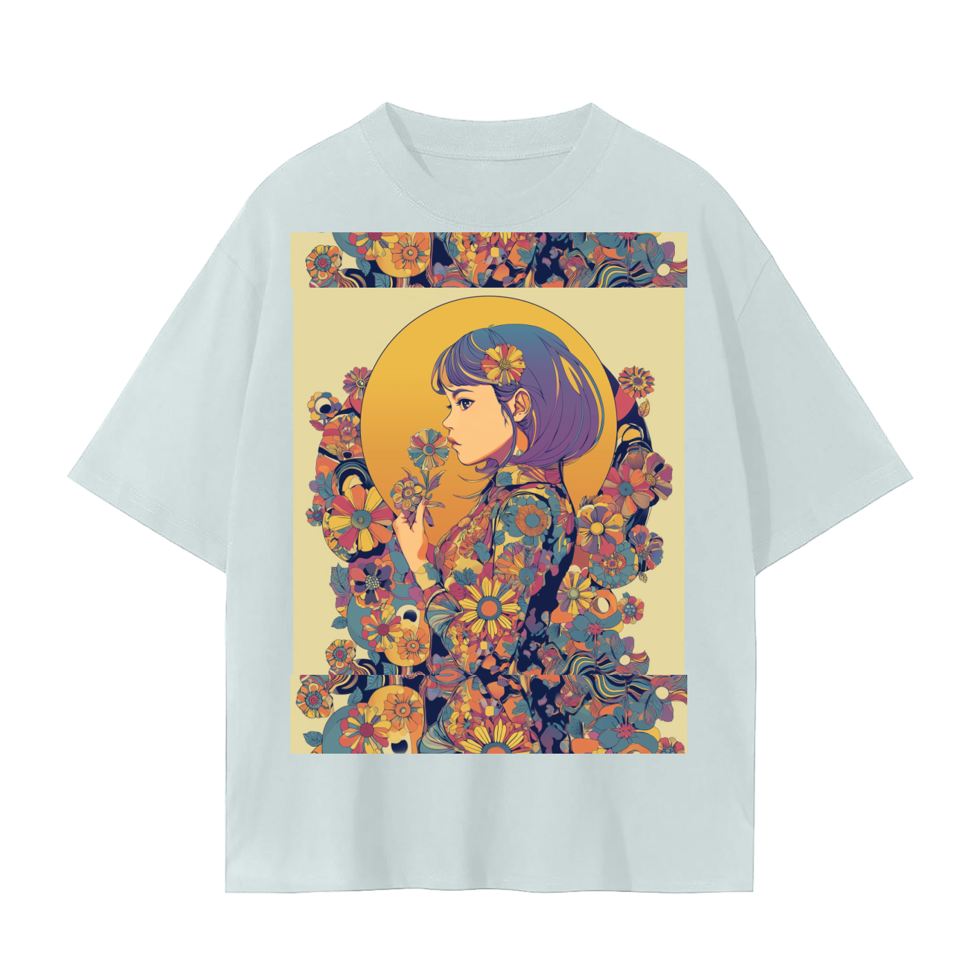 Retro Moon Boho Flapper Nouveau floral flower maiden Unisex Seamless T-Shirt