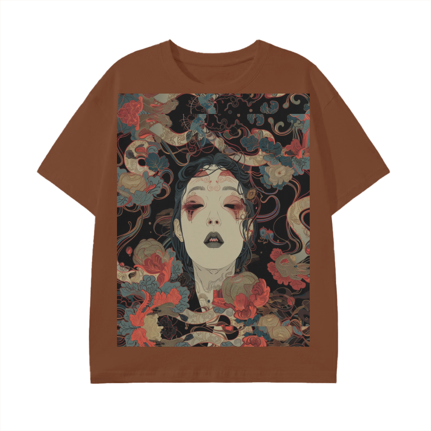 Avant Goth Rose Snake Lady Swirling Unisex Long print Unisex Graphic Classic T-Shirt