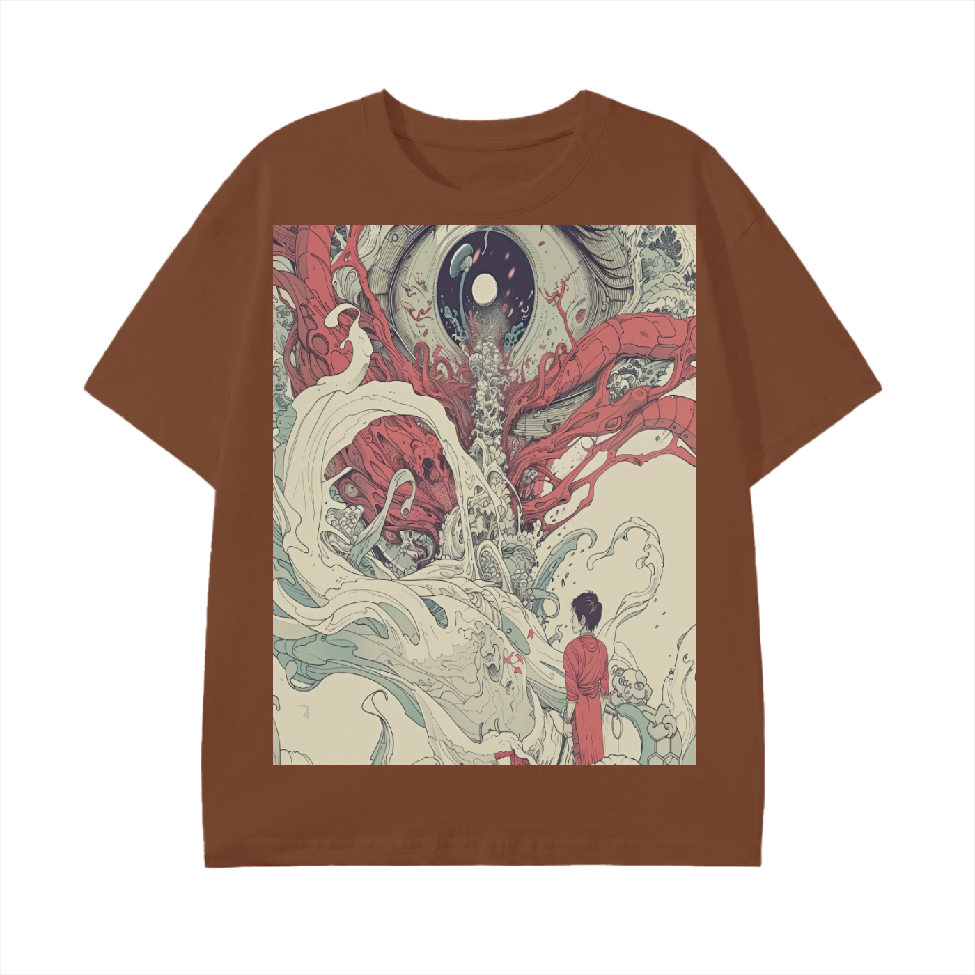 Eyeball Anime Yokai Battle with Man in the Sky Scene Edo Japan Psychedelic Graphic Classic T-Shirt