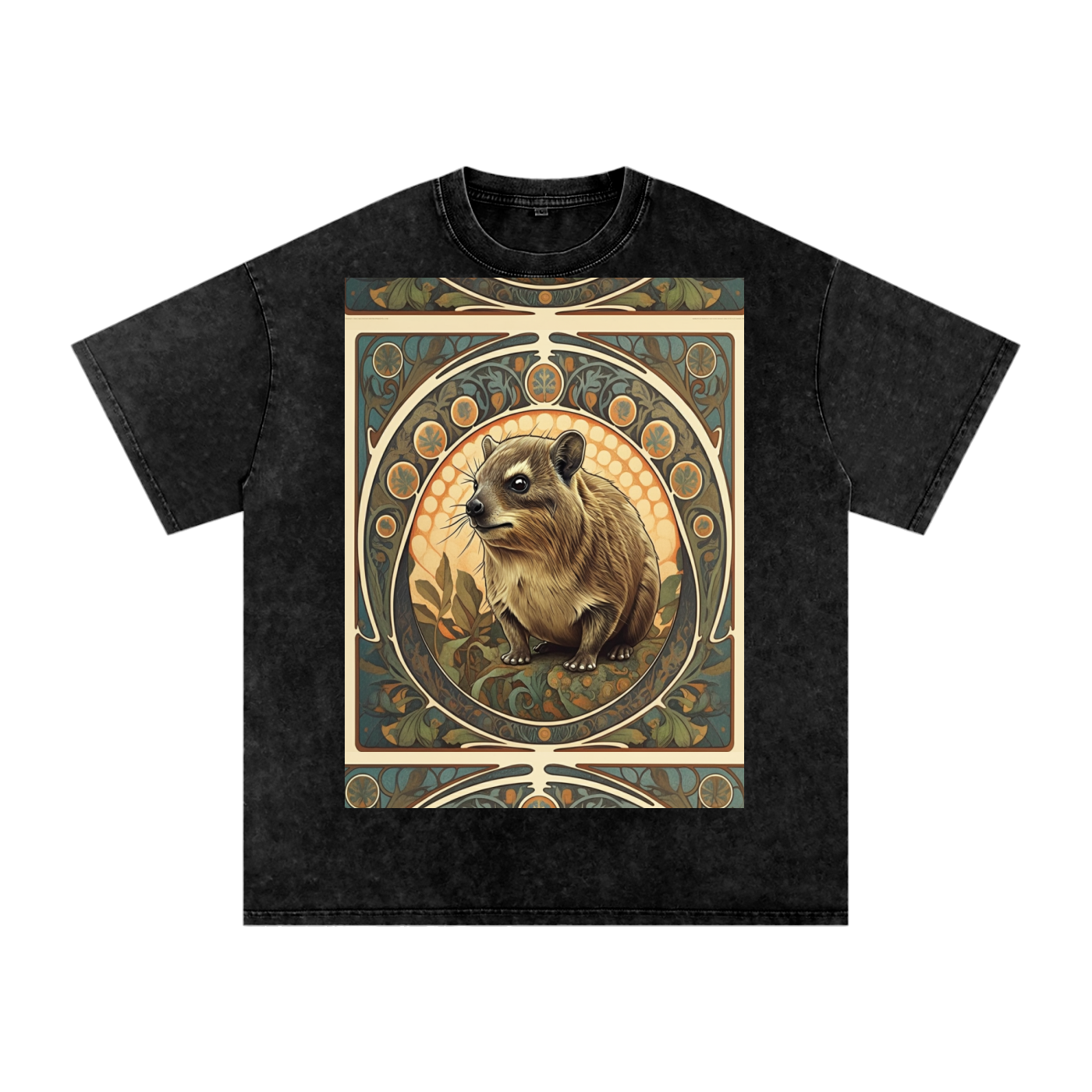 Avant Hyrax of the Western Noveau Gaelic Bordered Rock Unisex t-shirt Snow Washed Oversized Cotton T-Shirt