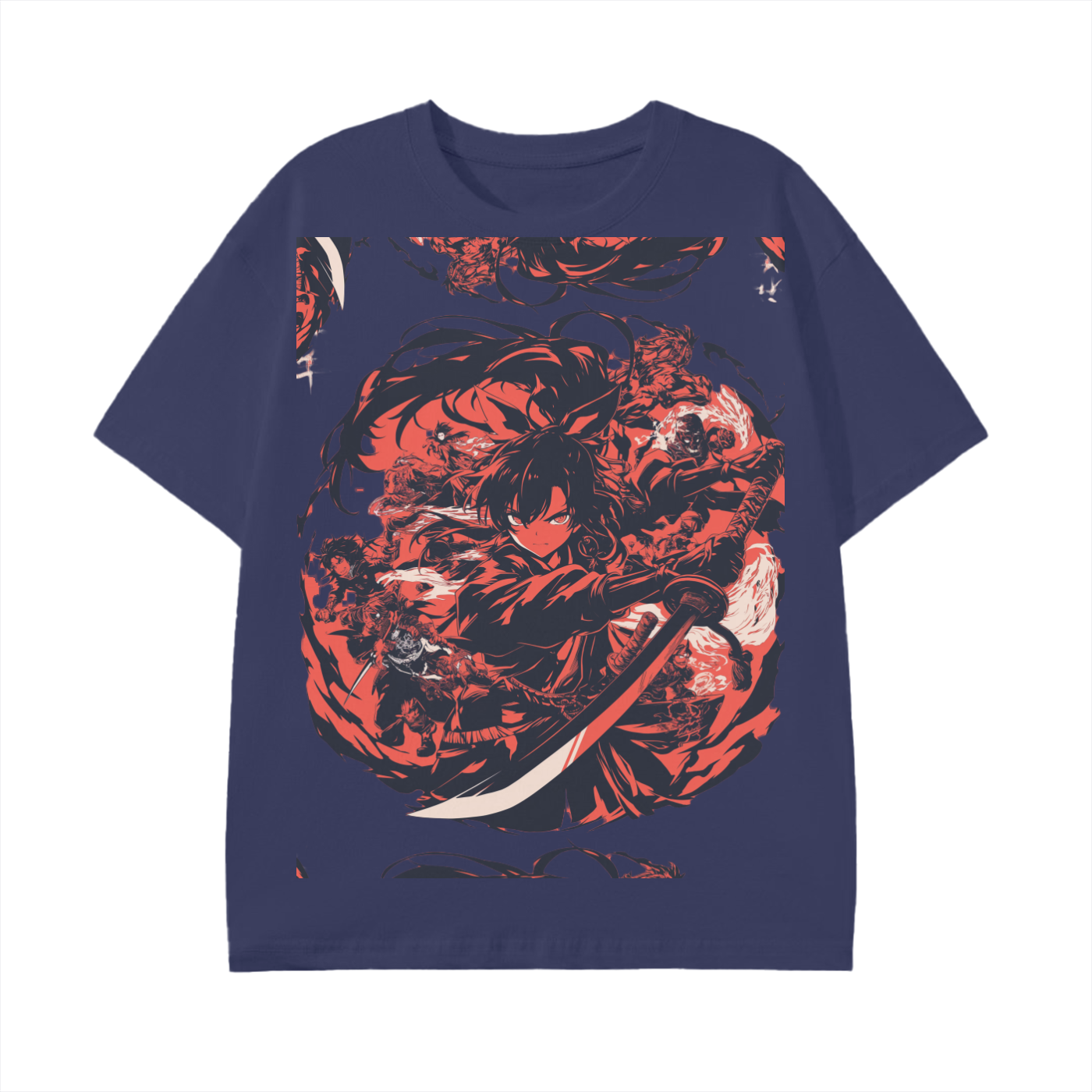 Red Sword Samurai Yokai Batte Smoke anime vision Slash Scene Graphic Shonen Unisex Classic T-Shirt - 180 GSM