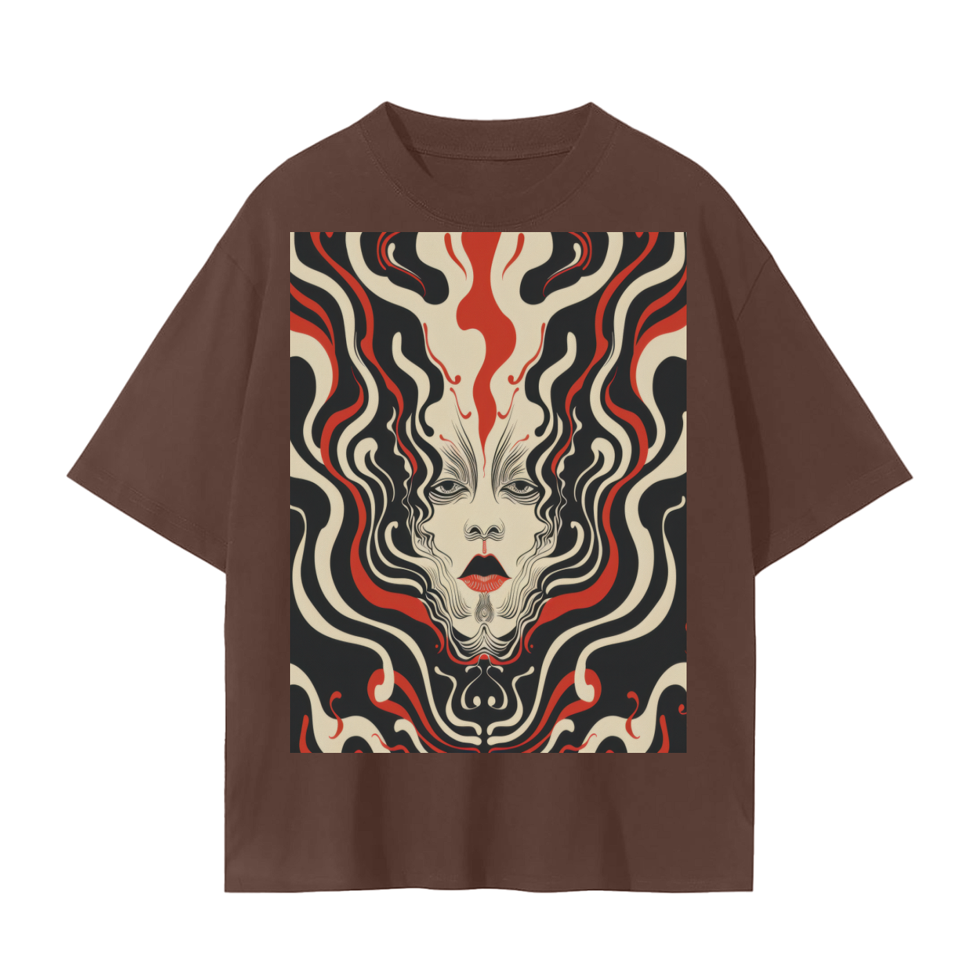 Psyche  Wave Art Nouveau Abstract Ilusion Mirror Mirage Face Unisex graphic abstract Tee Unisex Seamless T-ShirtUnisex Seamless T-Shirt