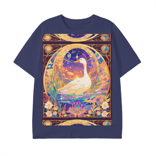 Avant Goose Moon Glow Blossom Boho Celtic Pagan Anime Border Reflective Moon Unisex Graphic Classic T-Shirt