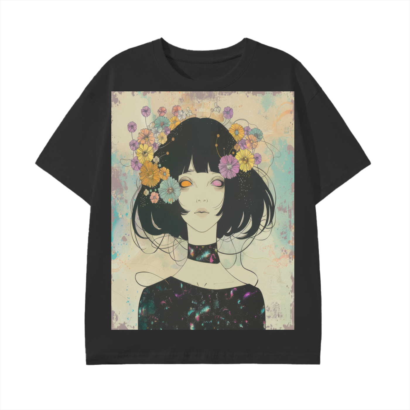 Punk Girl Flower Headdress Sepia Art Nouveau Unisex Tee-Unisex Classic T-Shirt - 180 GSM