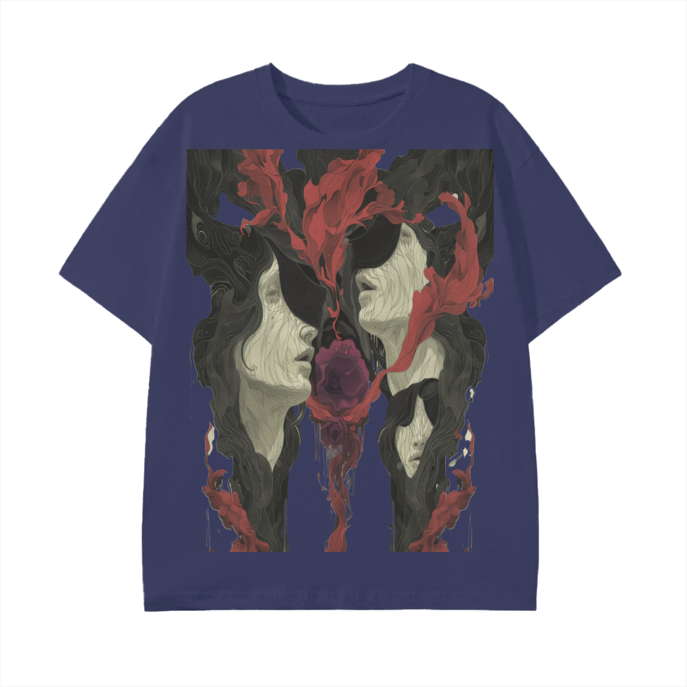 Smoke Drip Face Floral Avant Rock Album Coveresque Art Unisex Tee Unisex Classic T-Shirt -