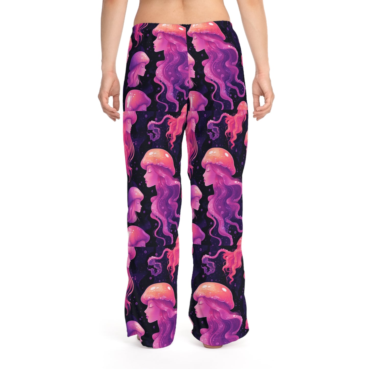 Jellyfish UV Pink Pastel Woman Flowing Hat 1 Women's Pajama Pants (AOP)