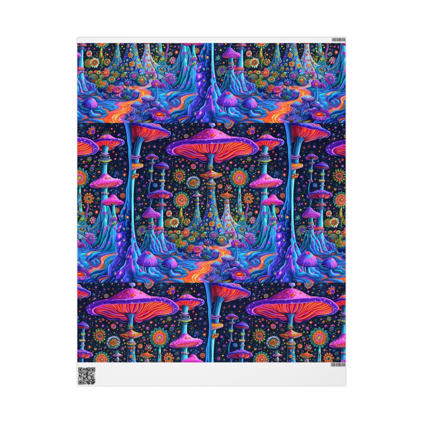 UV Lighted Psychedelia Shroom Tree Orb Forest City Scene Wrapping Papers