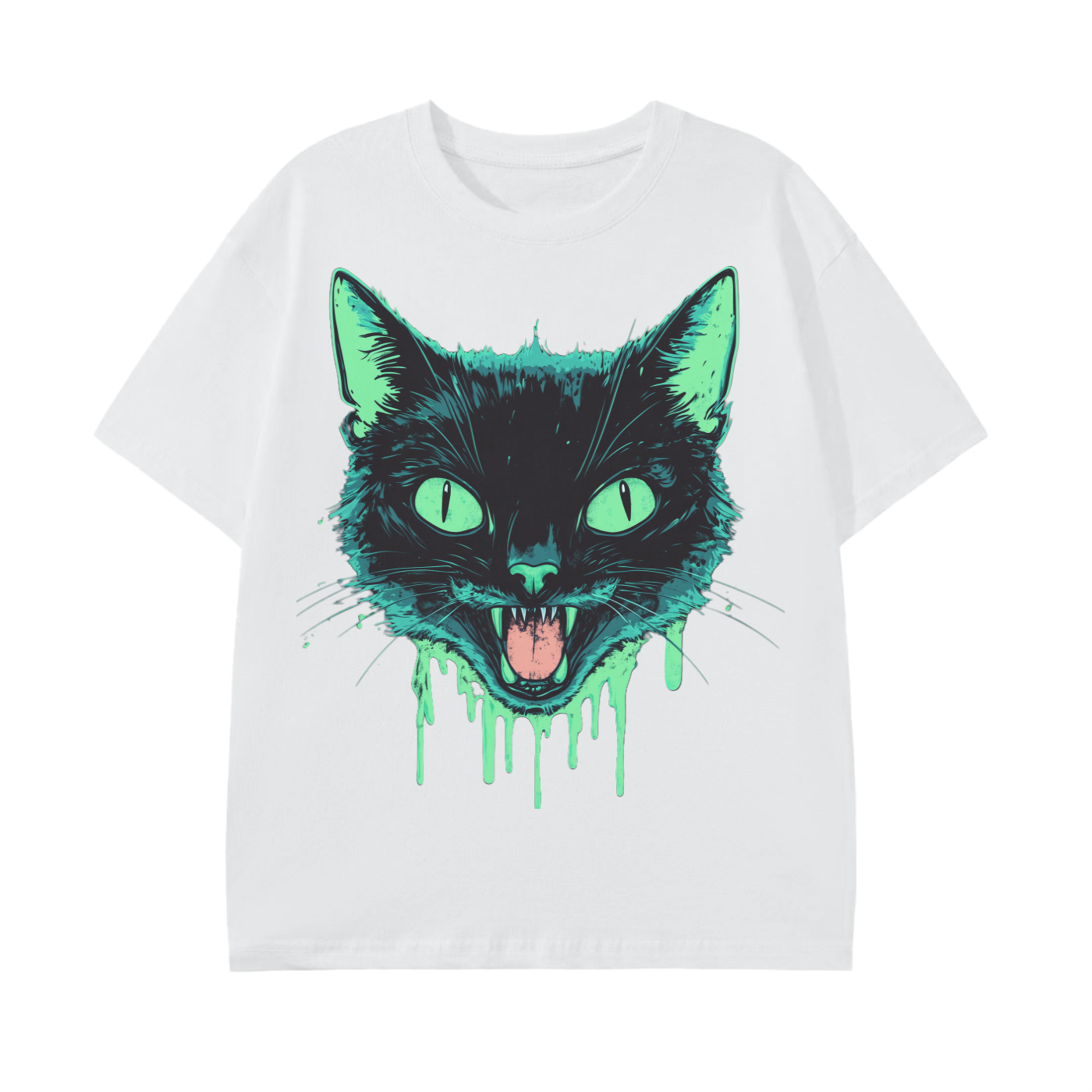 Black Cat Neon Lime Green Goo Punk Grunge Festival Unisex Classic T-Shirt -