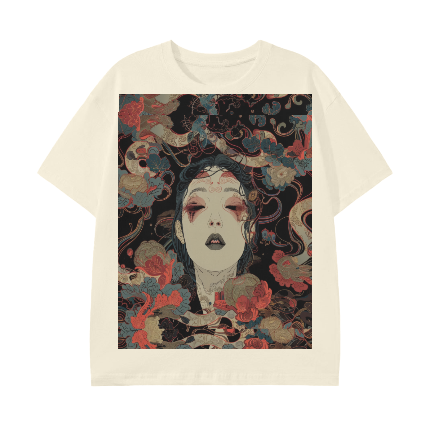 Avant Goth Rose Snake Lady Swirling Unisex Long print Unisex Graphic Classic T-Shirt