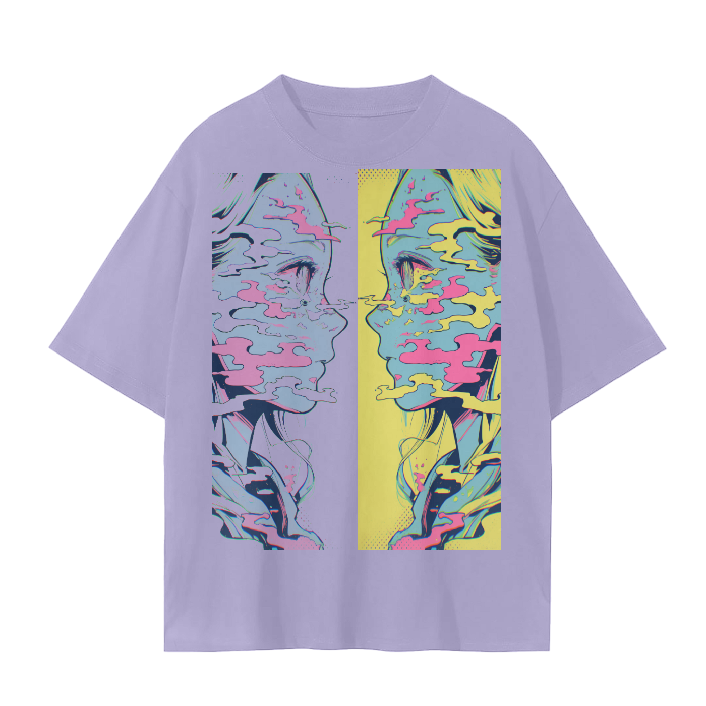 Retro Mirror Anime Soul Twin Psychedelic Swirl Gaze Graphic Tee 1 Unisex Seamless T-Shirt - 230 GSM