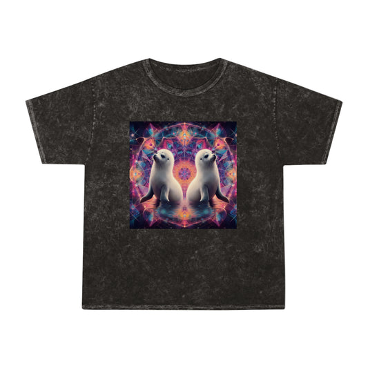 Dancing fractal geometry psy festival Harp Seals Unisex Mineral Wash T-Shirt