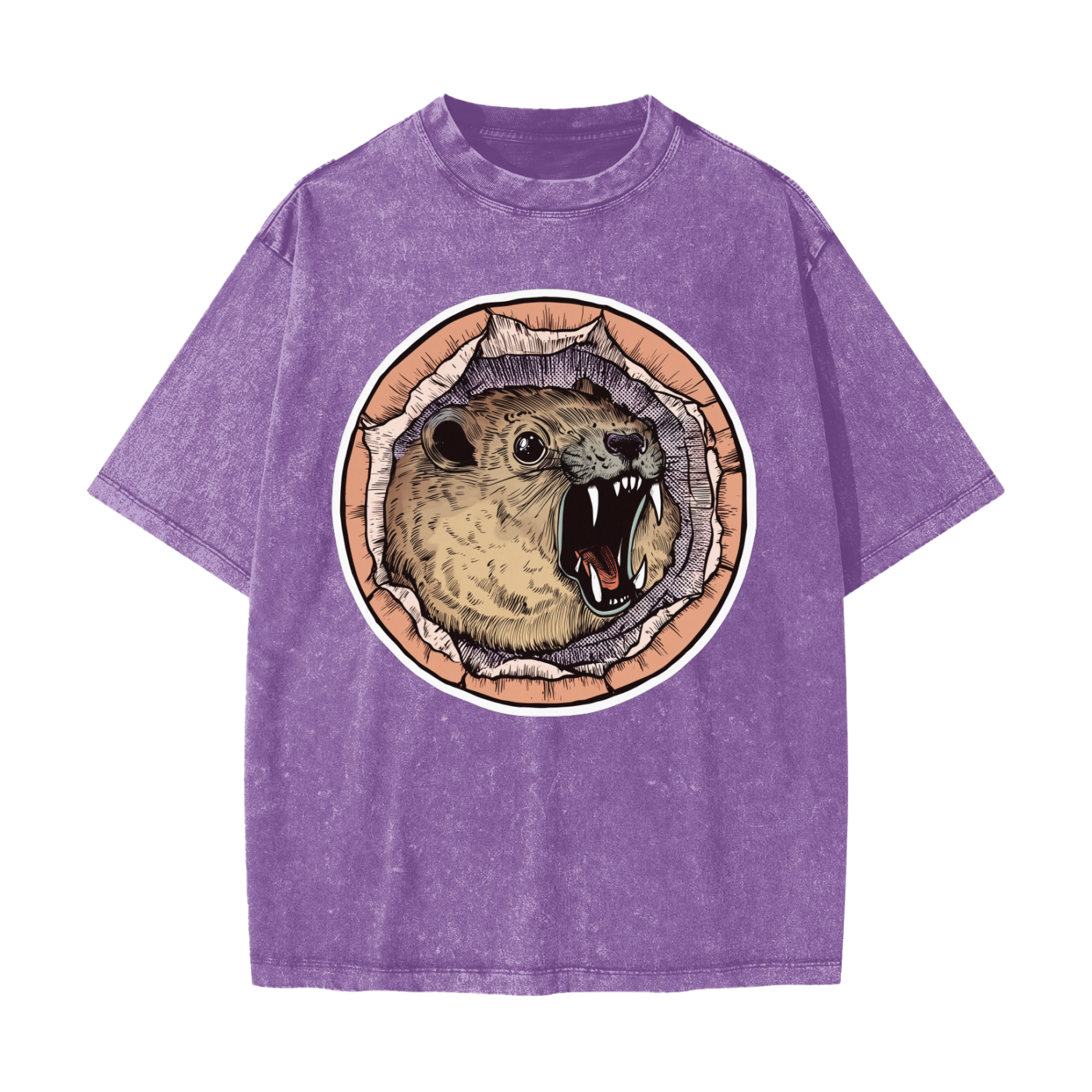 Hyrax AWAWA Rage Feral Scream Grunge Punk Festival Acid Washed T-Shirt