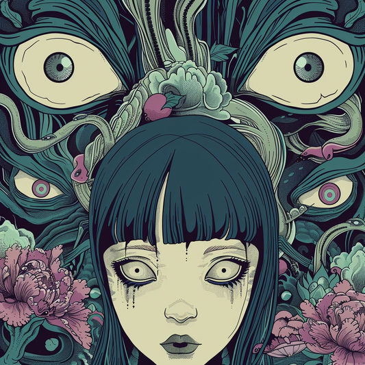 Octo eye Blue Yokai Horror Girl Unisex Tee