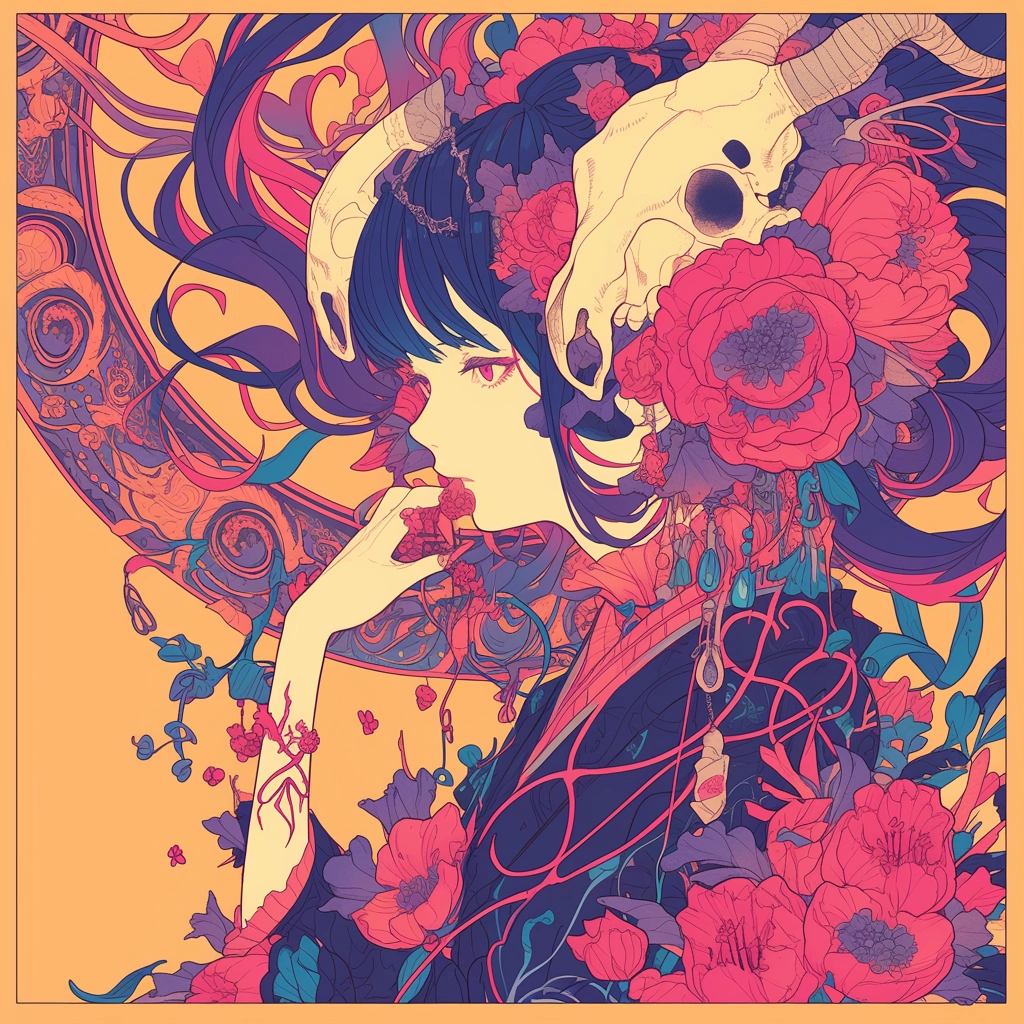 Avant Yellow Girl Floral Skull Unisex Tee