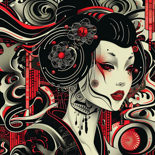 Robotic Swirl Kimono Japan anime art Tattoo Ink Unisex Tee