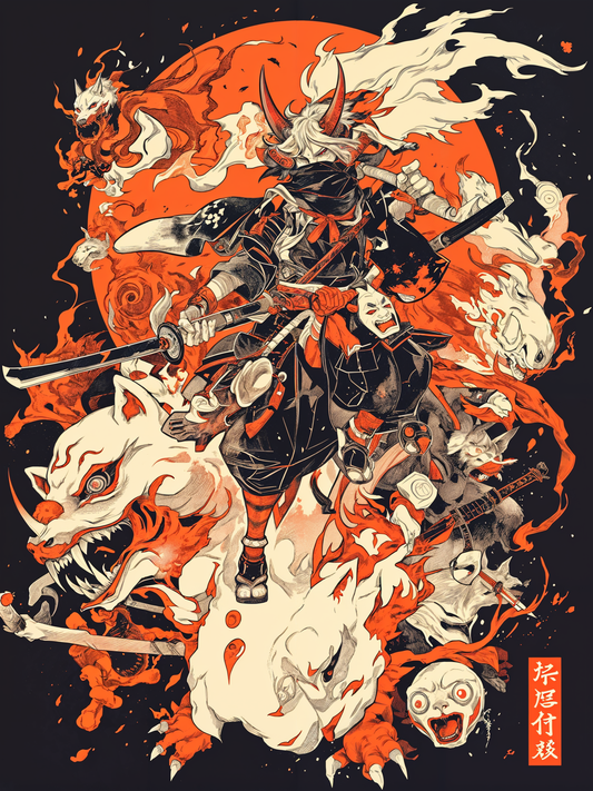 Fox Yokai Samurai Unisex Tee