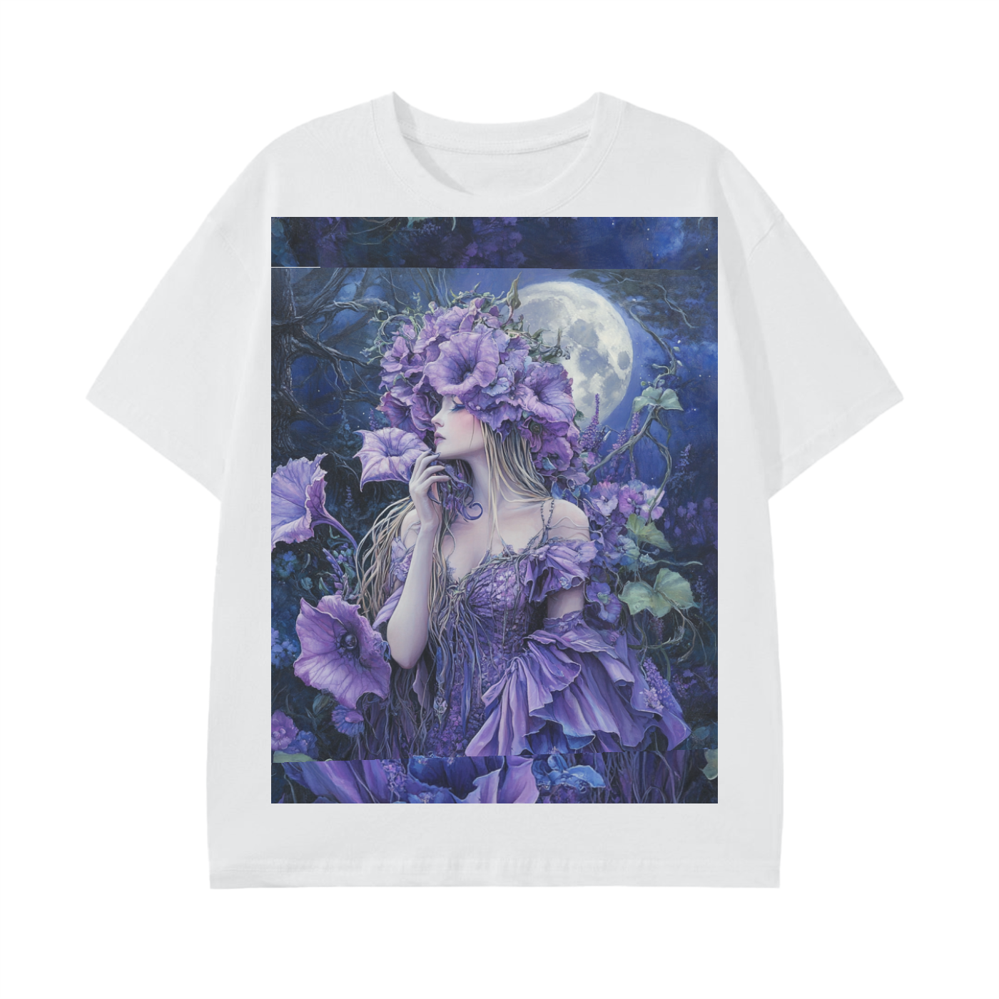 Lavender Datura Moon lit Trumpet Flower Fairy Unisex Graphic Classic T-Shirt