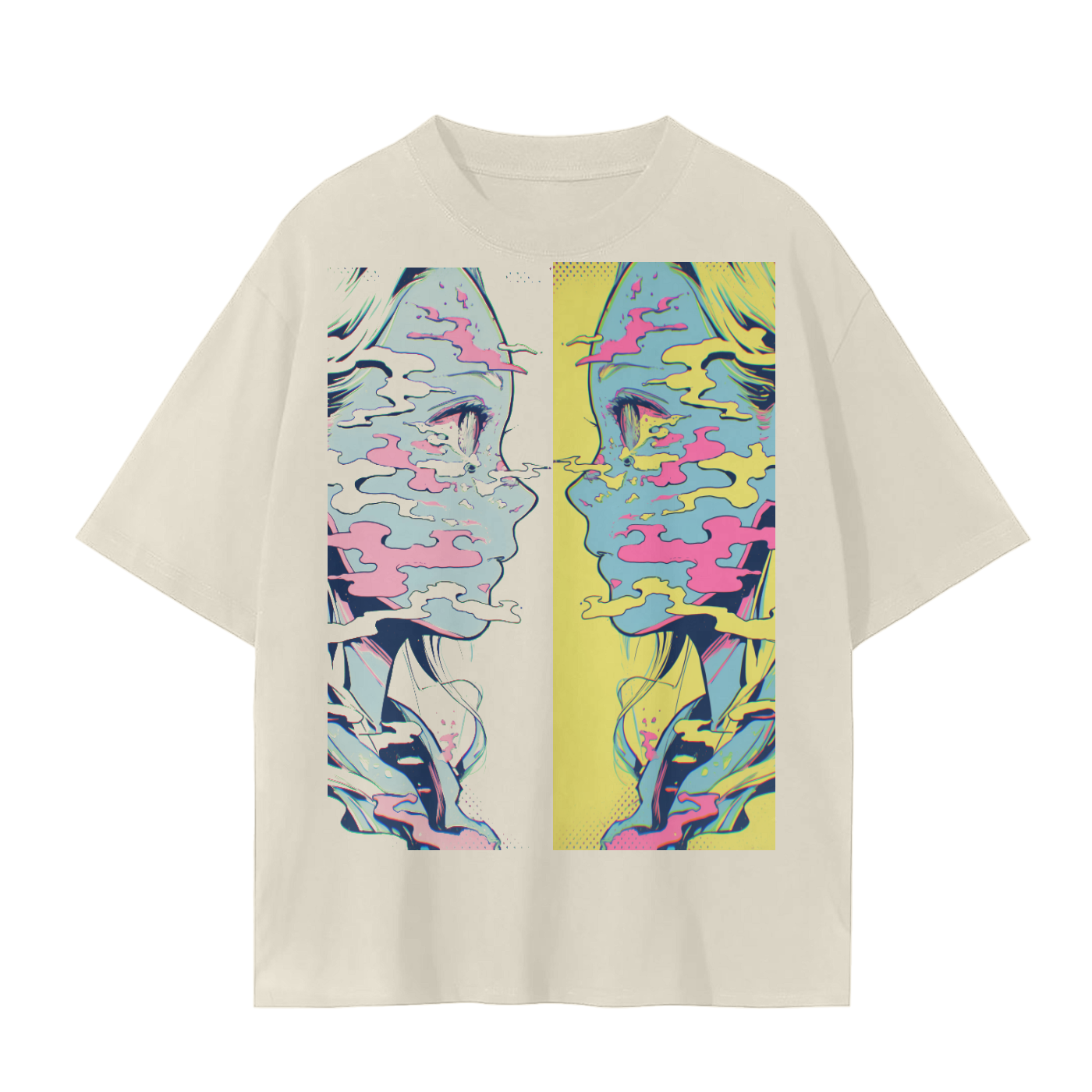 Retro Mirror Anime Soul Twin Psychedelic Swirl Gaze Graphic Tee 1 Unisex Seamless T-Shirt - 230 GSM